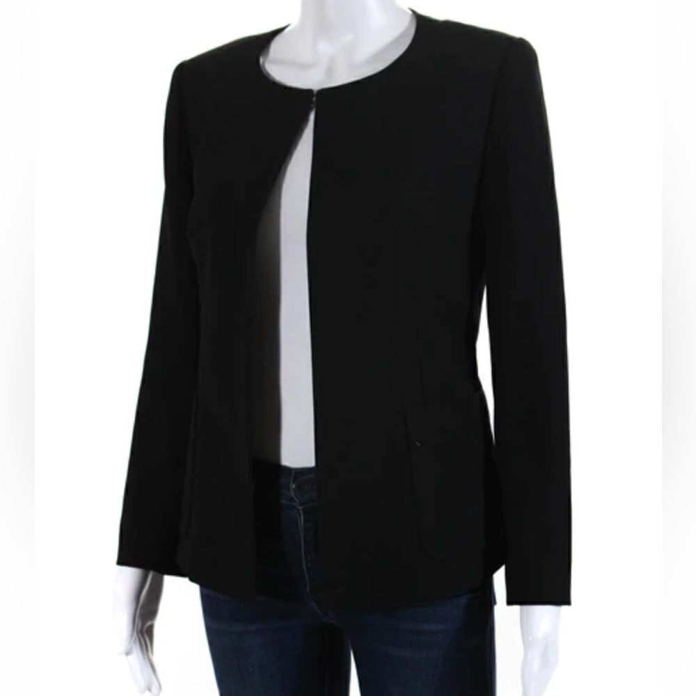 DKNYC Black Long Sleeve Round Neck Hook & Loop Blazer Size 12